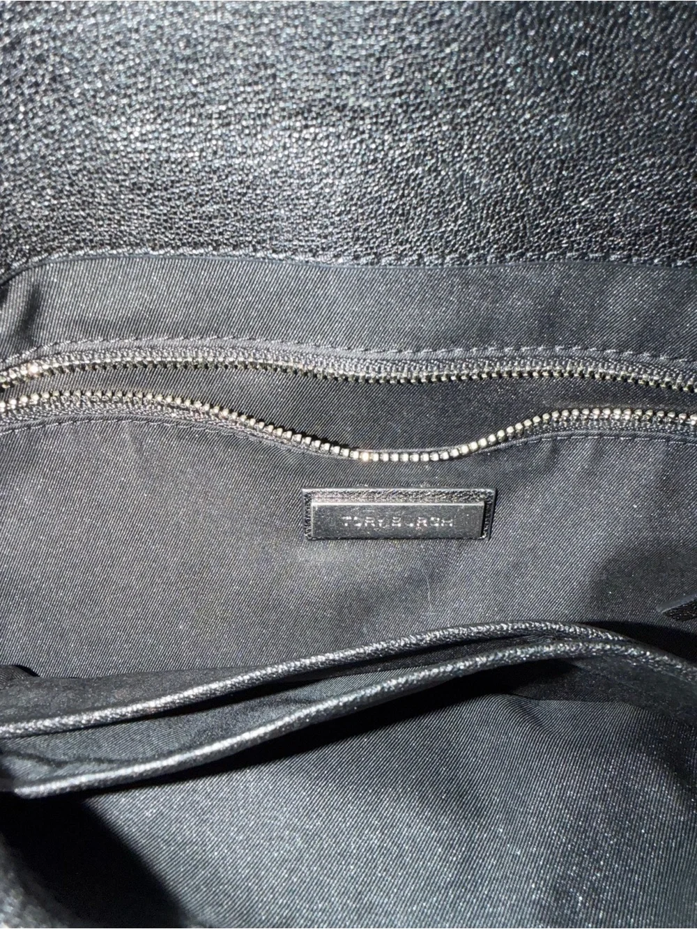 Tory Burch Black Leather Shoulder Clutch with Chain Strap